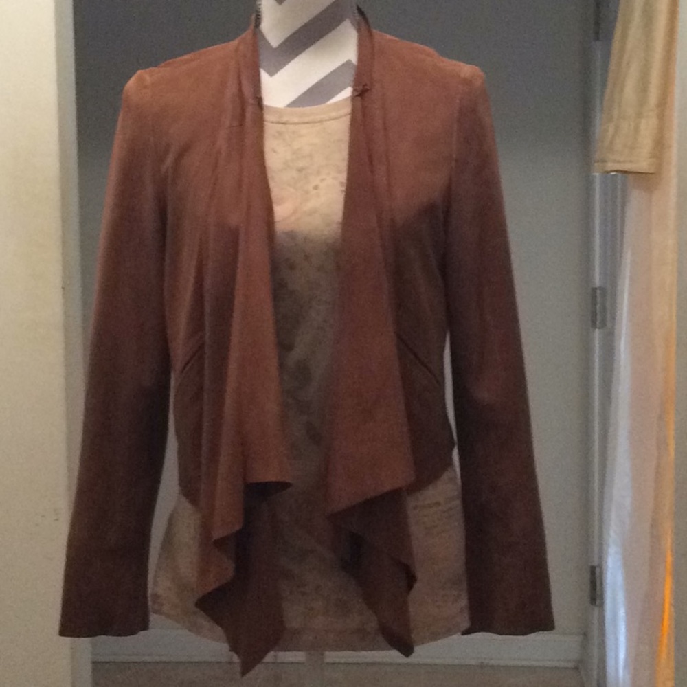 Ladies lightweight genuine leather suede blazer